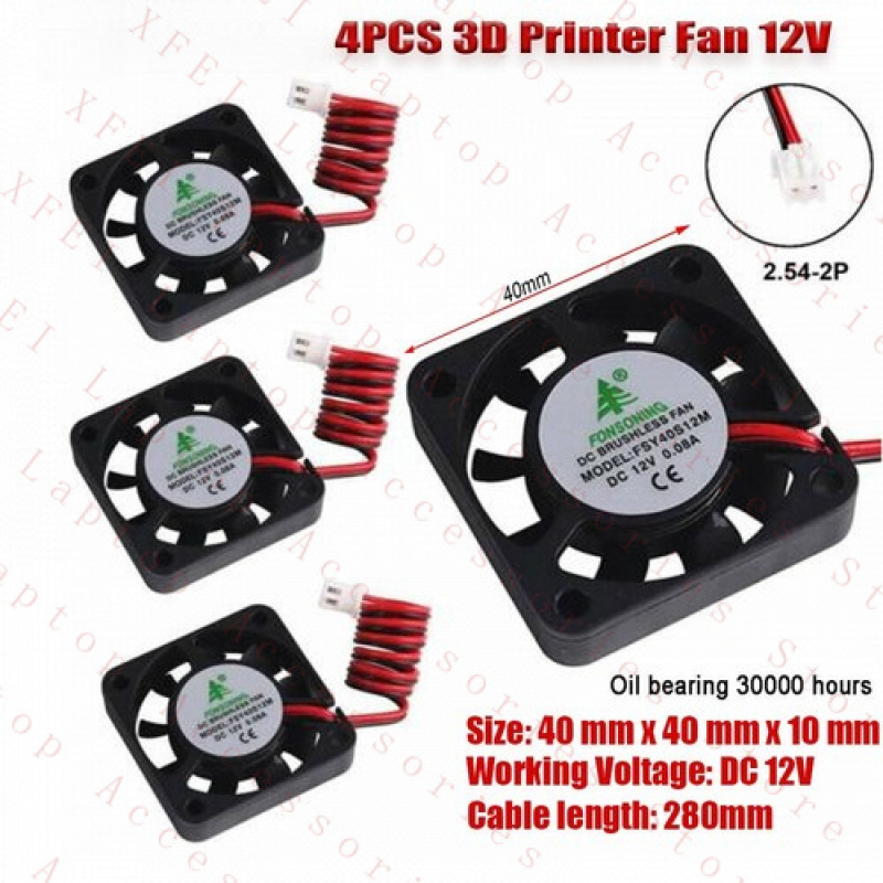 Cooling Fan 40Mm 3D - F 4X 12V Laptop 3D Printer