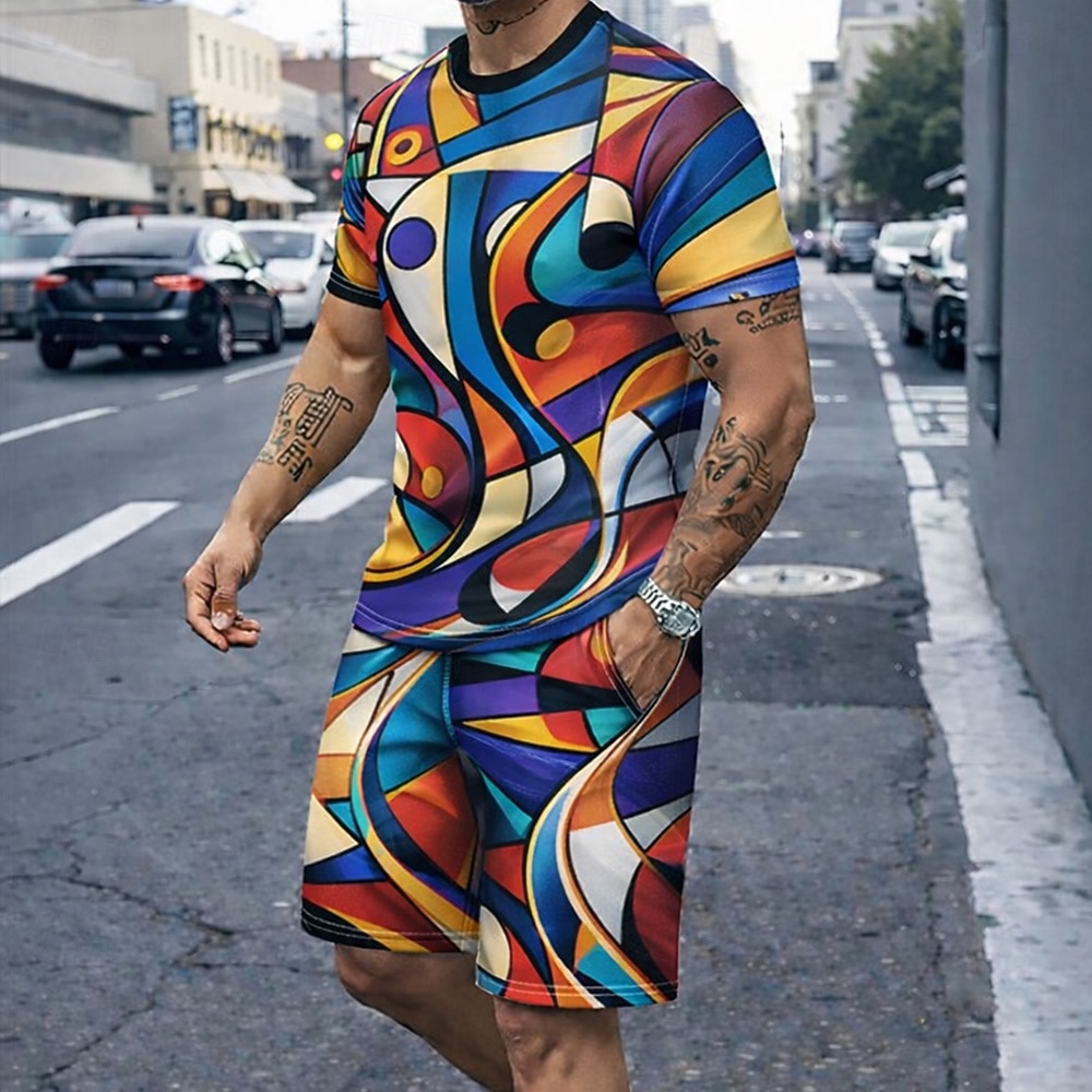 Men's 2pcs Tees Sets Summer To - 3D Printing Custom ulasan dan harga
