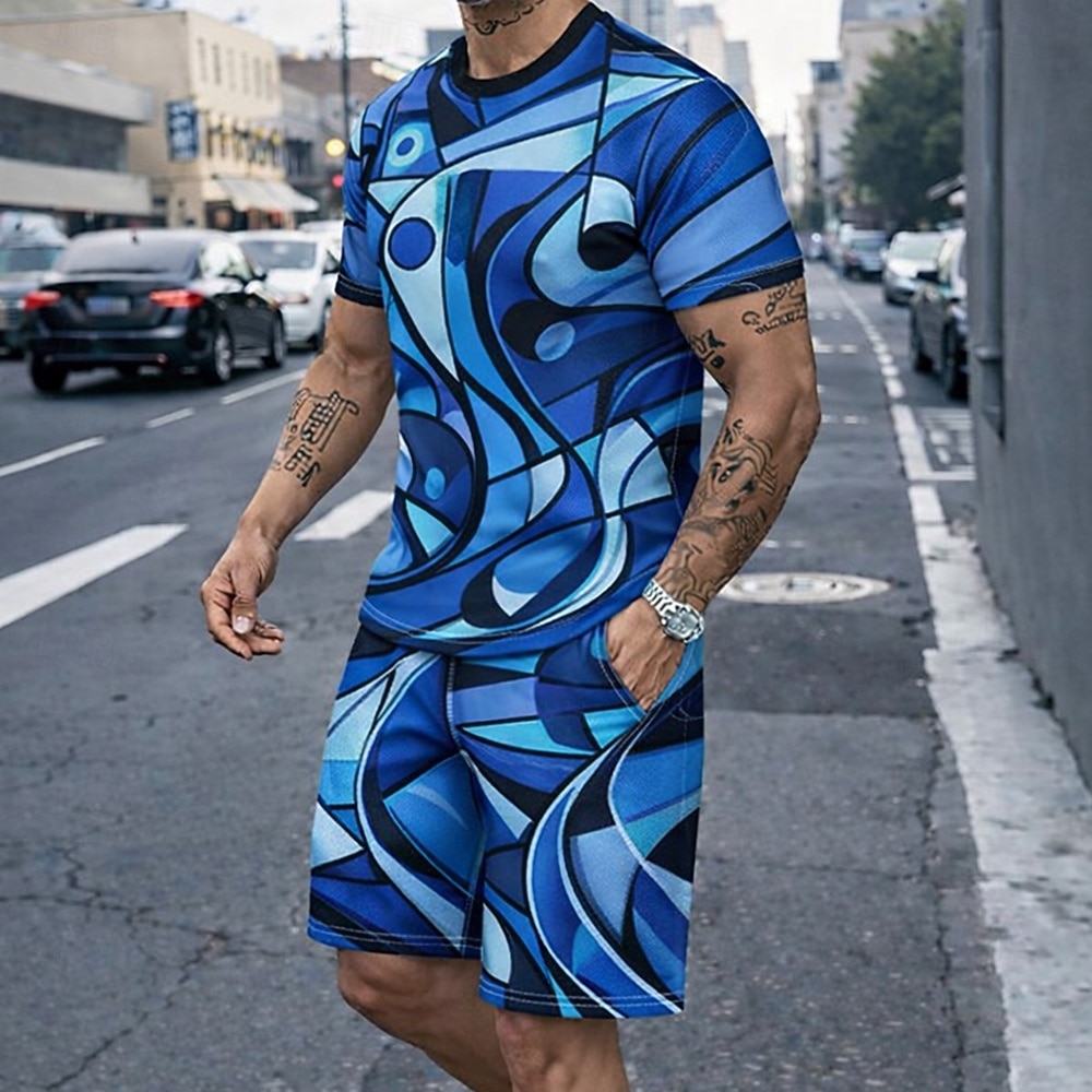Men's 2pcs Tees Sets Summer To - 3D Printing Custom ulasan dan harga